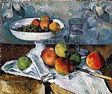 Paul Cezanne Canvas Paintings - Compotier and still life